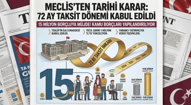 15 Milyon Borçluya Müjde: Kamu Borçlarında 72 Ay Taksit Dönemi Meclis’te Kabul Edildi